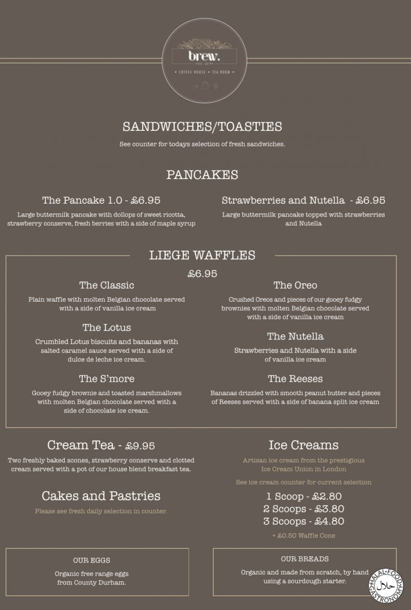 BREW Batley Coffeehouse Tearoom & Brunch Review inc Menu Halal Food